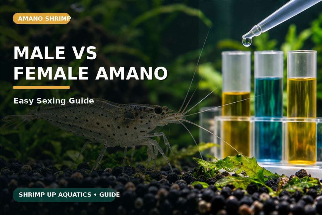 Male and female Amano shrimp identification guide