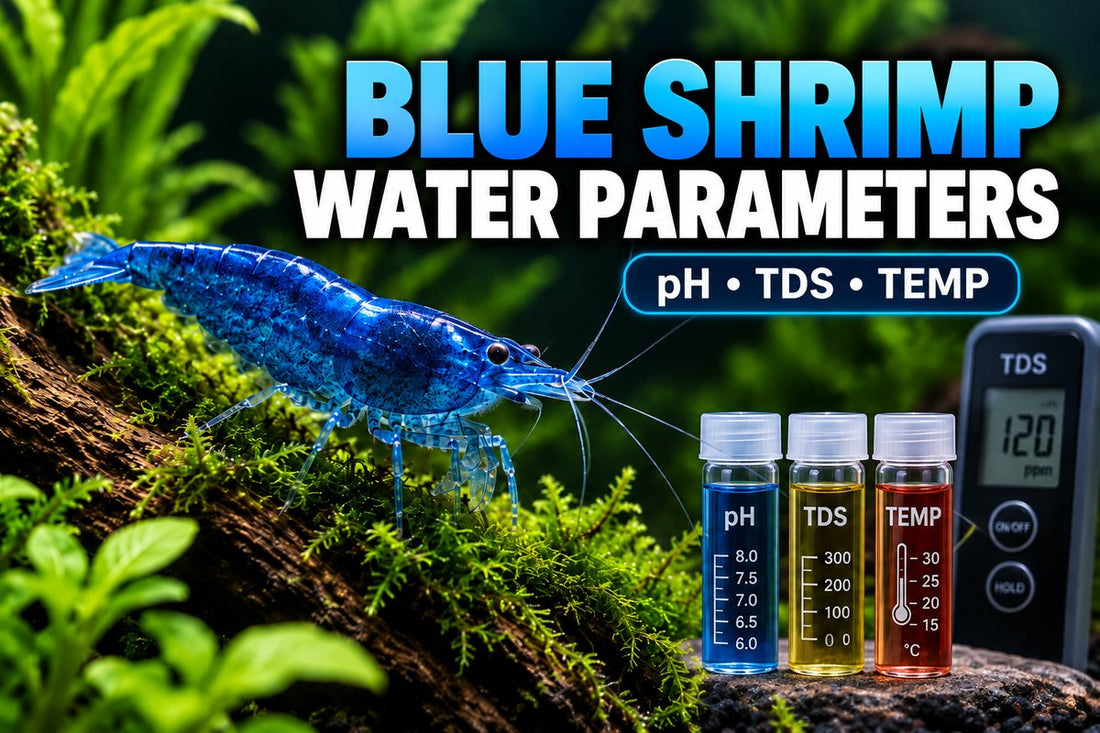 Blue Neocaridina shrimp water parameters including pH TDS and temperature