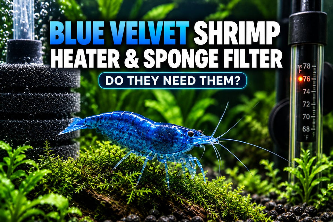 Blue Velvet Shrimp heater and sponge filter guide