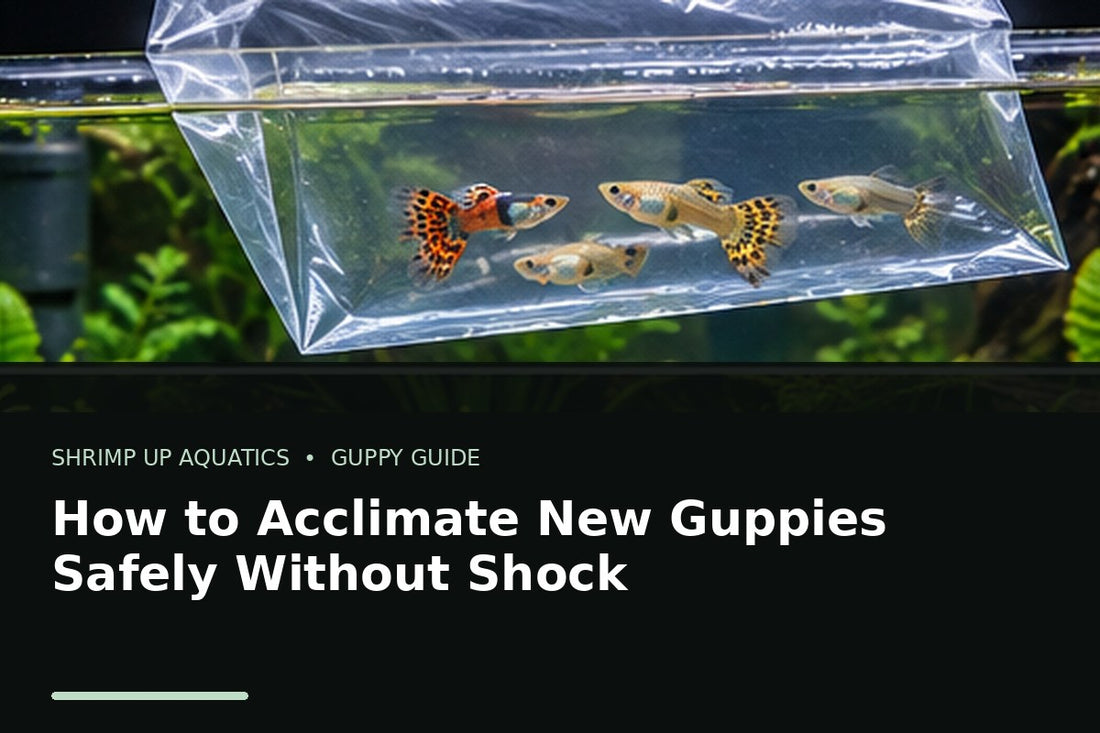 New fancy guppies acclimating safely in a planted freshwater aquarium