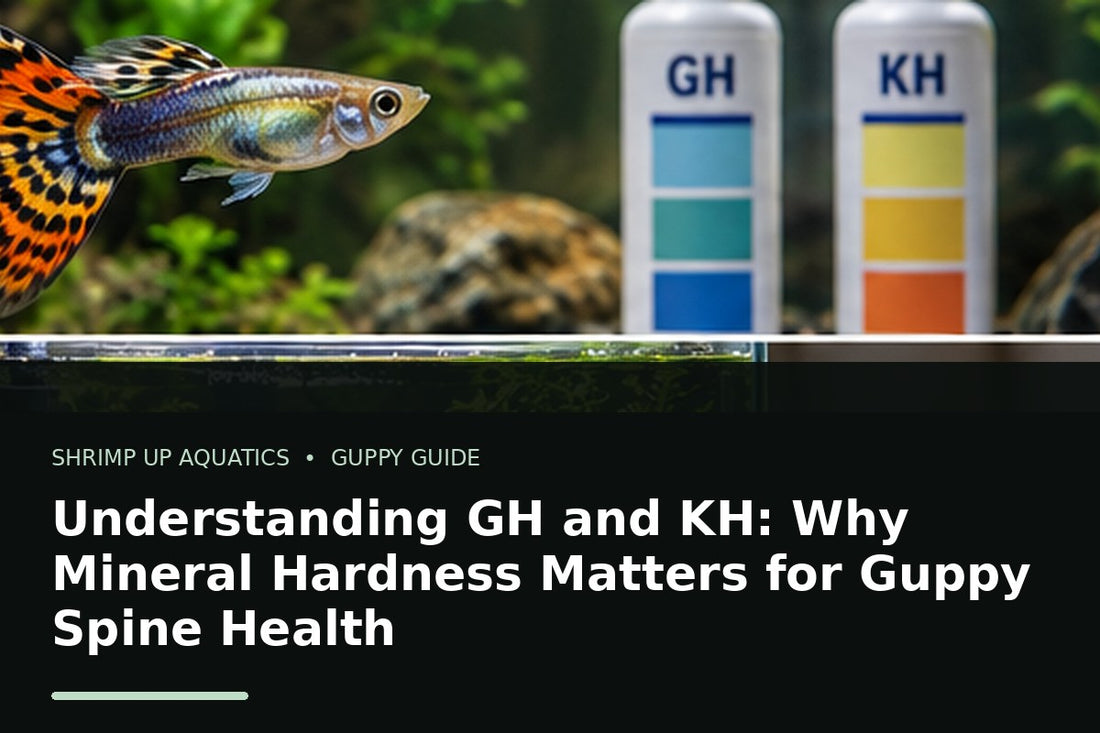 Fancy guppy and GH KH water hardness theme for mineral balance and spine health