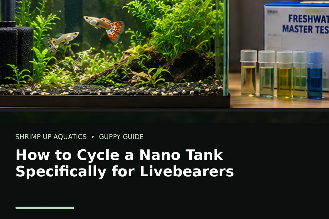 Cycled planted nano aquarium for livebearing guppies with water testing and filtration