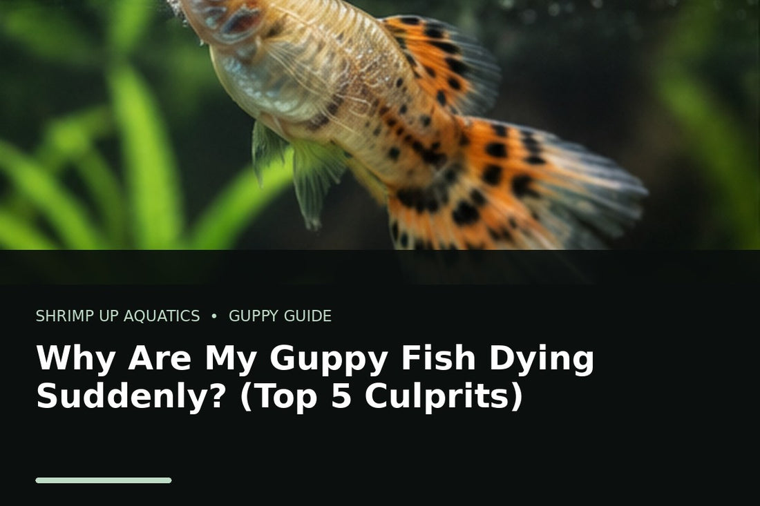Fancy guppy near the water surface for troubleshooting sudden guppy deaths and water quality problems
