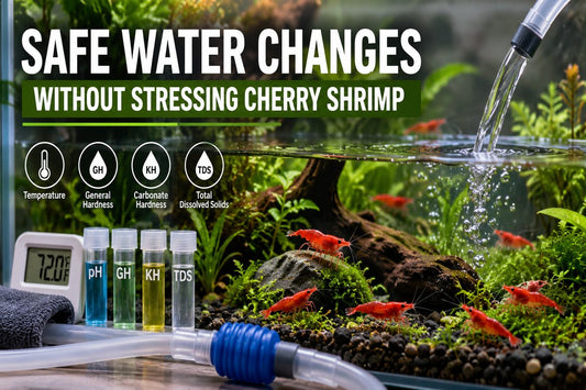 Red Cherry Shrimp during a safe parameter-matched aquarium water change