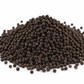 Small, round Fluval Stratum aquarium substrate granules in a dark brown mound on a clean white background, ideal for planted nano aquariums and shrimp tanks.