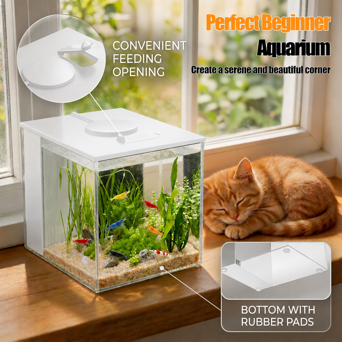 Small 1 gallon freshwater nano tank with adjustable LED lighting and filtration