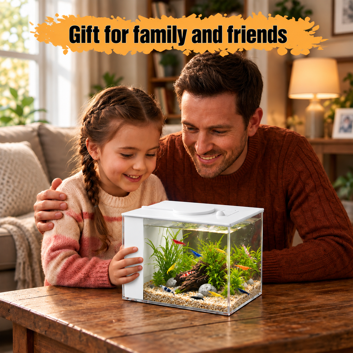 Compact acrylic nano tank with integrated lighting and filtration for small aquariums